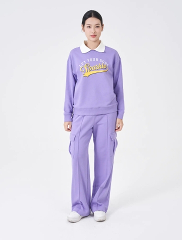 Áo Nỉ Nữ Phối Lá Cổ Dáng Relax