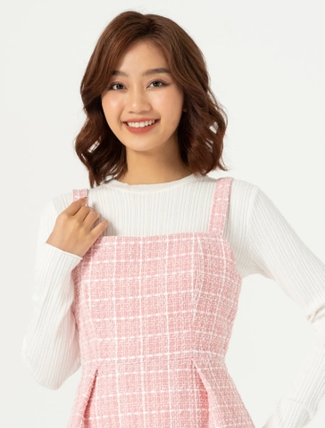 Váy liền nữ cổ vuông hai dây dáng fit & flare có lót trong