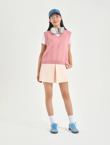 Áo Len Gilet Nữ Cổ Tim Dệt Thừng